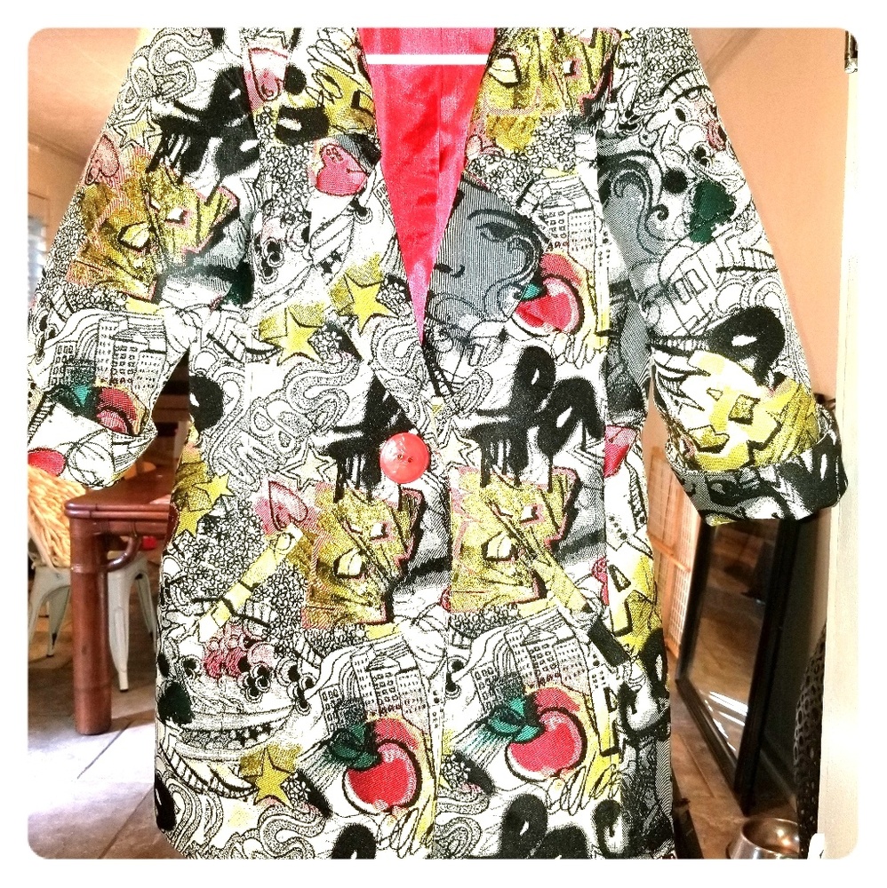 3 Sisters graffiti pattern tapestry jacket